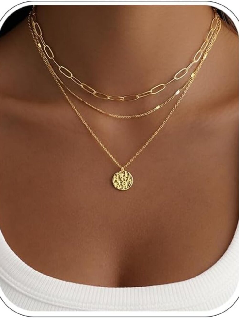 Layered Gold Necklace for Women, 14K Gold Plated Necklace Stack for Women, Daint